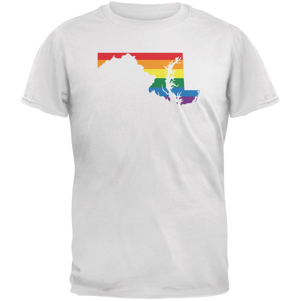 Maryland LGBT Gay Pride Rainbow White Youth T-Shirt Youth T-Shirts Old Glory LG White 