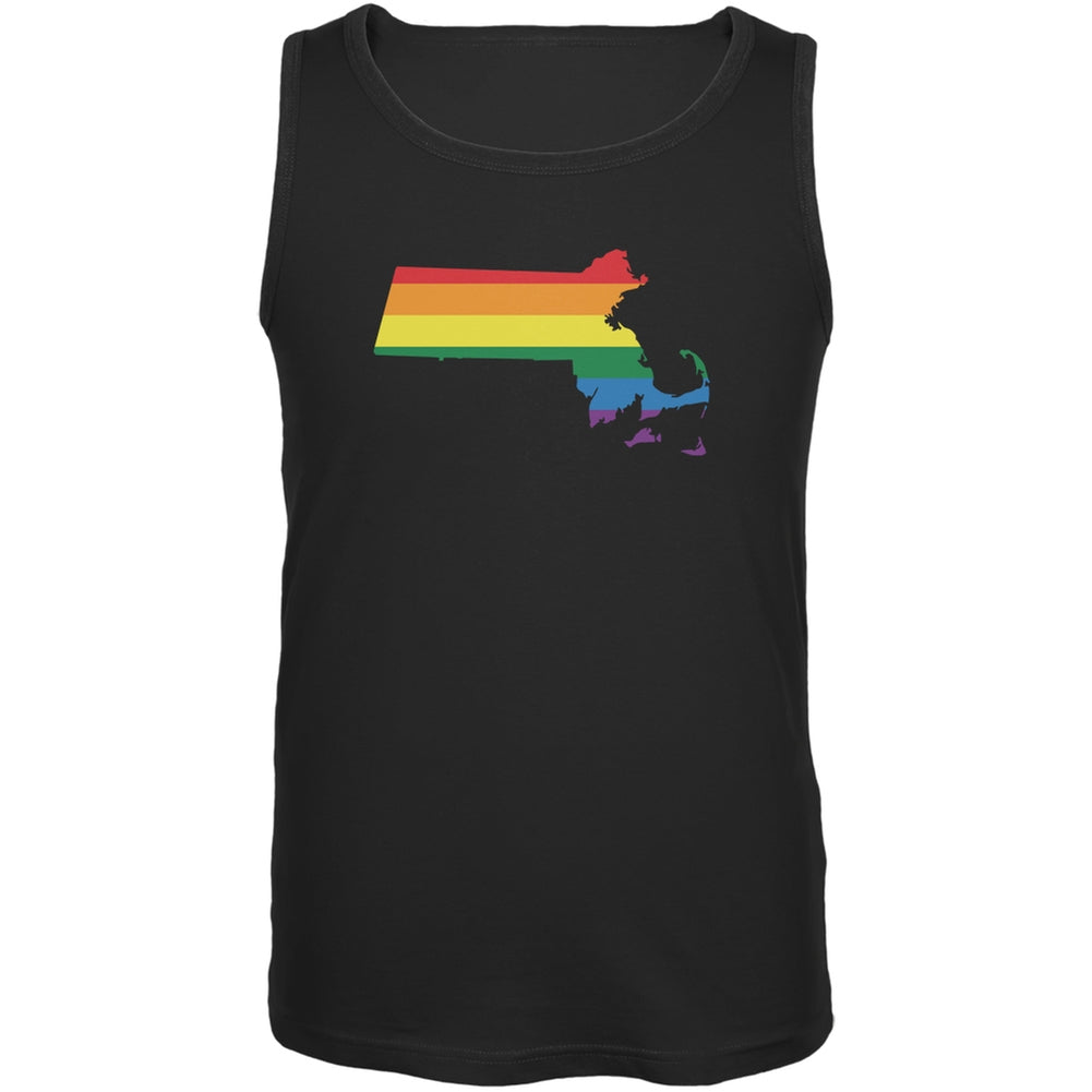 Massachusetts LGBT Gay Pride Rainbow Black Adult Tank Top Men's Tank Tops Old Glory 2XL Black 