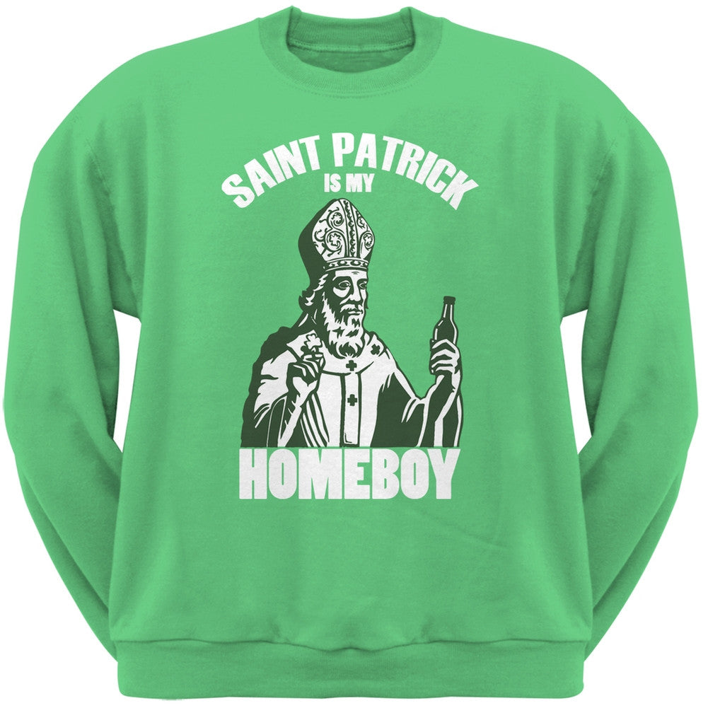 St. Patricks Day - St Patrick Is My Homeboy Green Adult Sweatshirt Men's Sweatshirts Old Glory 2XL Green 