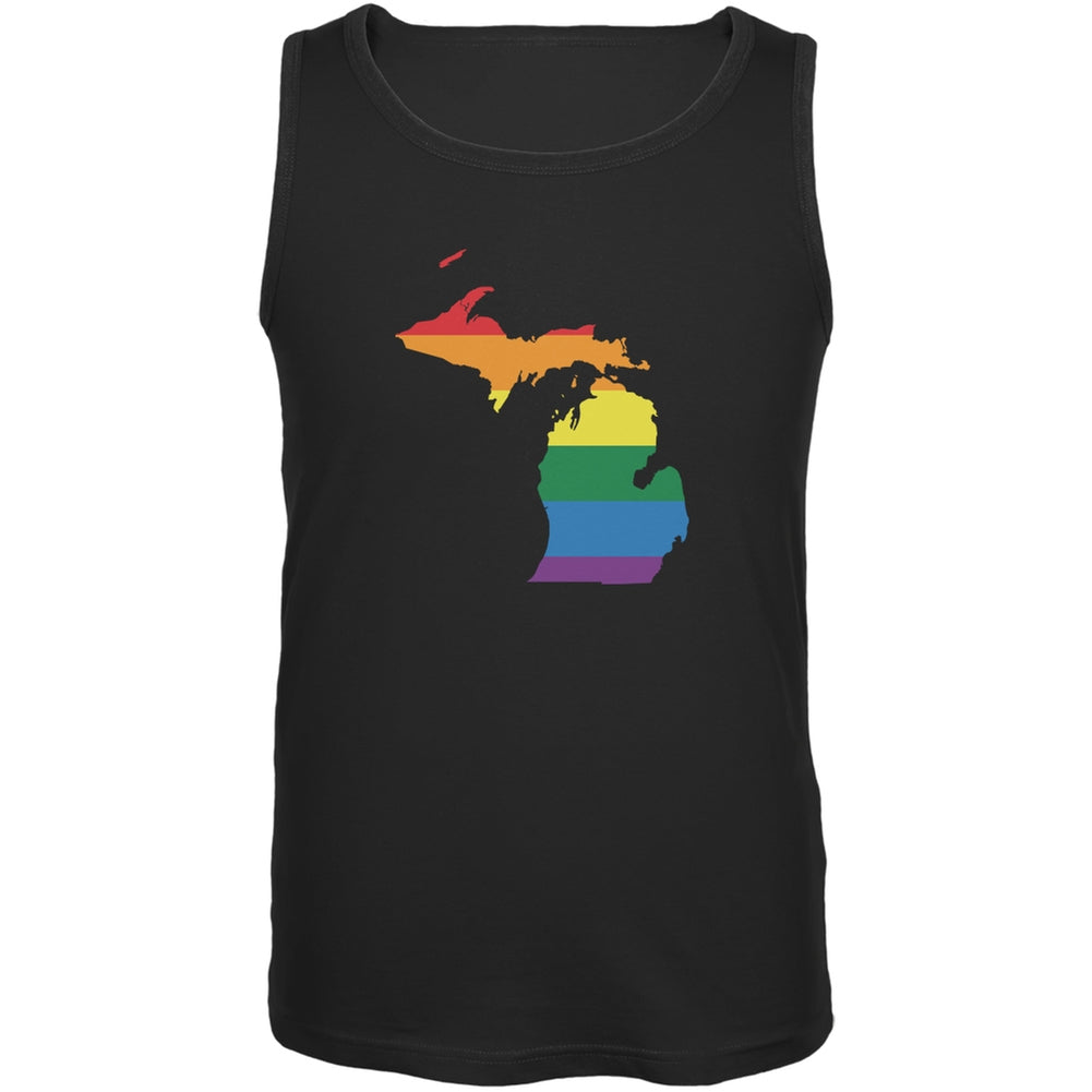 Michigan LGBT Gay Pride Rainbow Black Adult Tank Top Men's Tank Tops Old Glory 2XL Black 