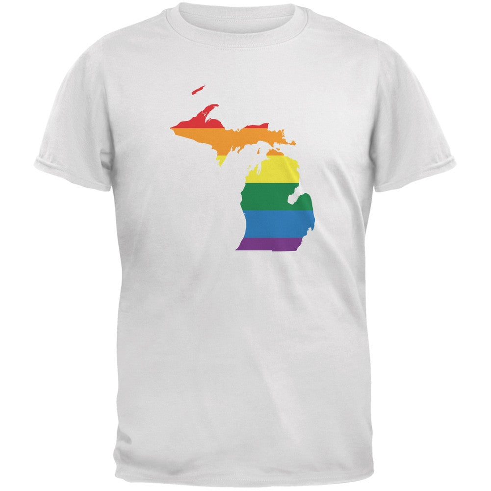 Michigan LGBT Gay Pride Rainbow White Youth T-Shirt Youth T-Shirts Old Glory LG White 