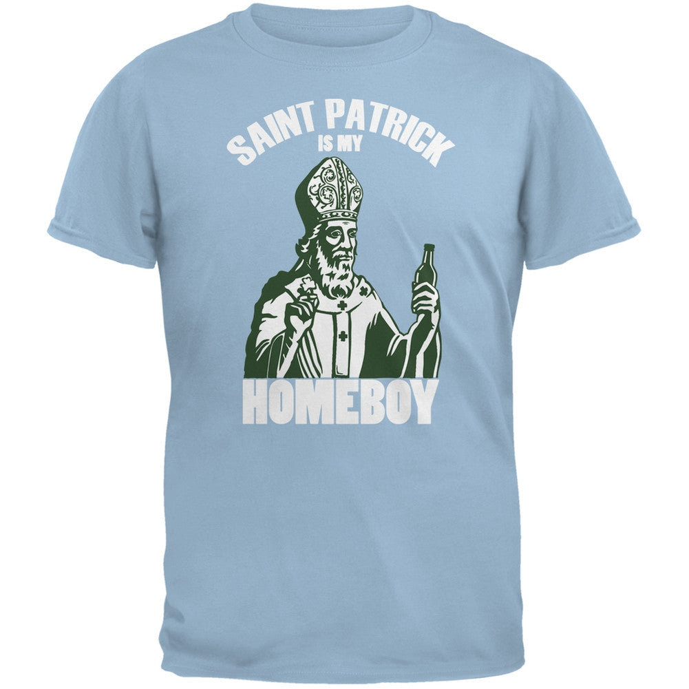 St. Patricks Day - St Patrick Is My Homeboy Light Blue Adult T-Shirt Men's T-Shirts Old Glory 2XL Blue 