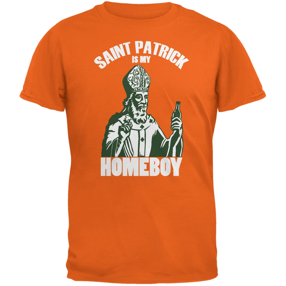 St. Patricks Day - St Patrick Is My Homeboy Orange Adult T-Shirt Men's T-Shirts Old Glory 2XL Orange 