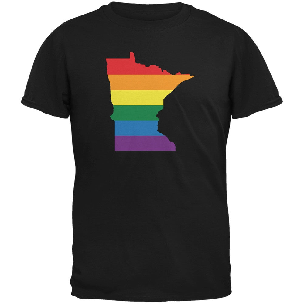 Minnesota LGBT Gay Pride Rainbow Black Adult T-Shirt Men's T-Shirts Old Glory 2XL Black 