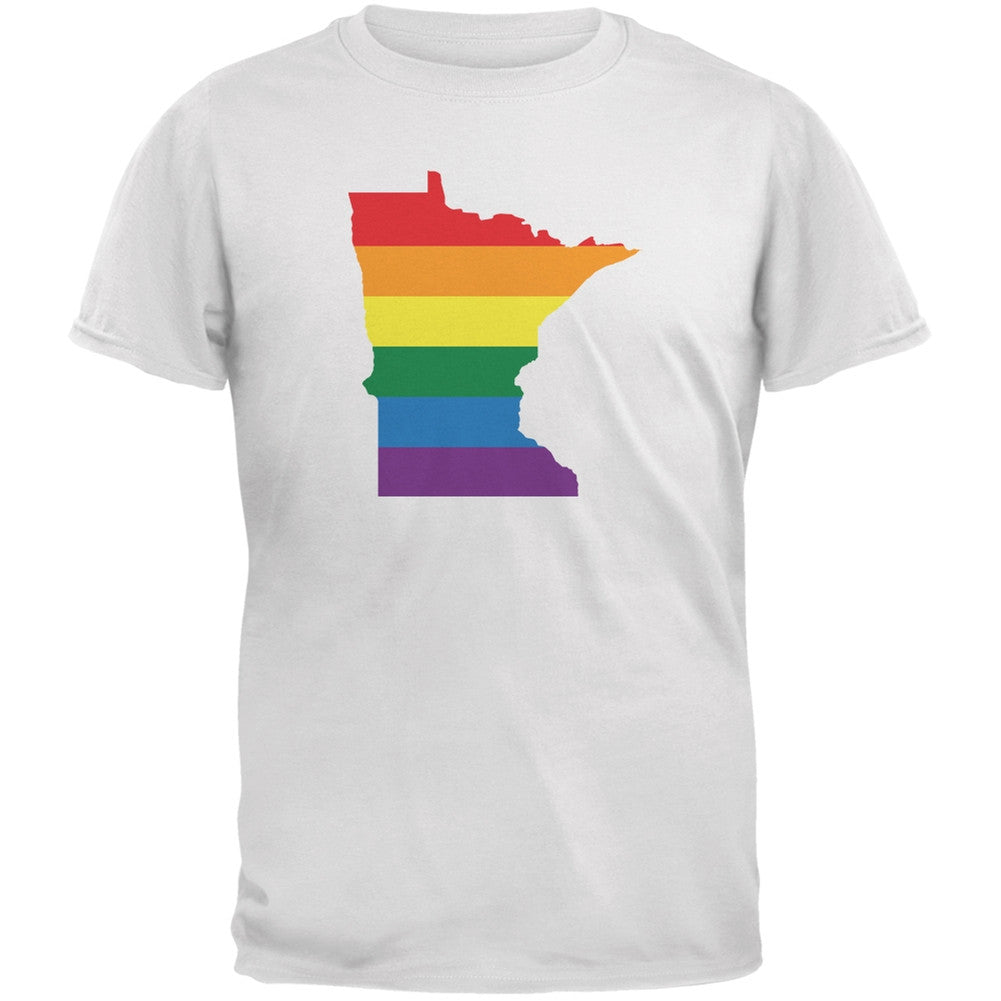 Minnesota LGBT Gay Pride Rainbow White Adult T-Shirt Men's T-Shirts Old Glory 2XL White 