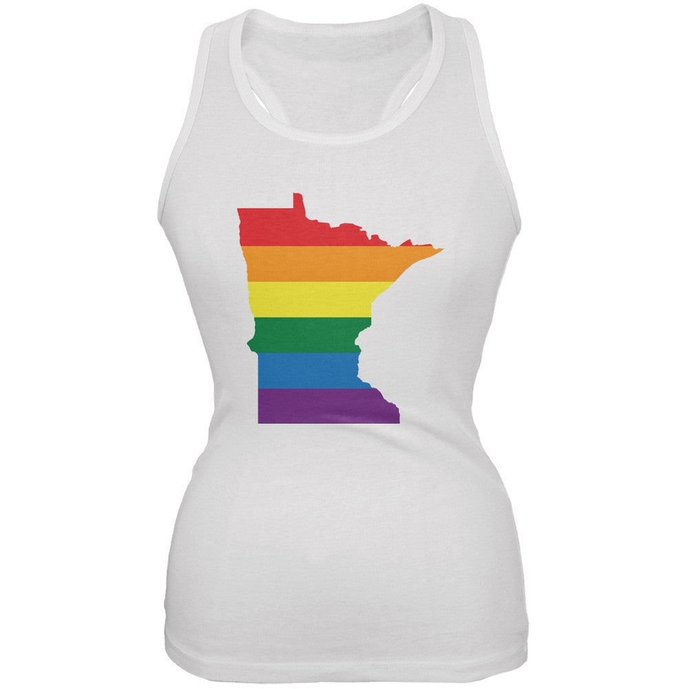 Minnesota LGBT Lesbian Pride Rainbow White Juniors Soft Tank Top Juniors Tank Tops Old Glory 2XL White 