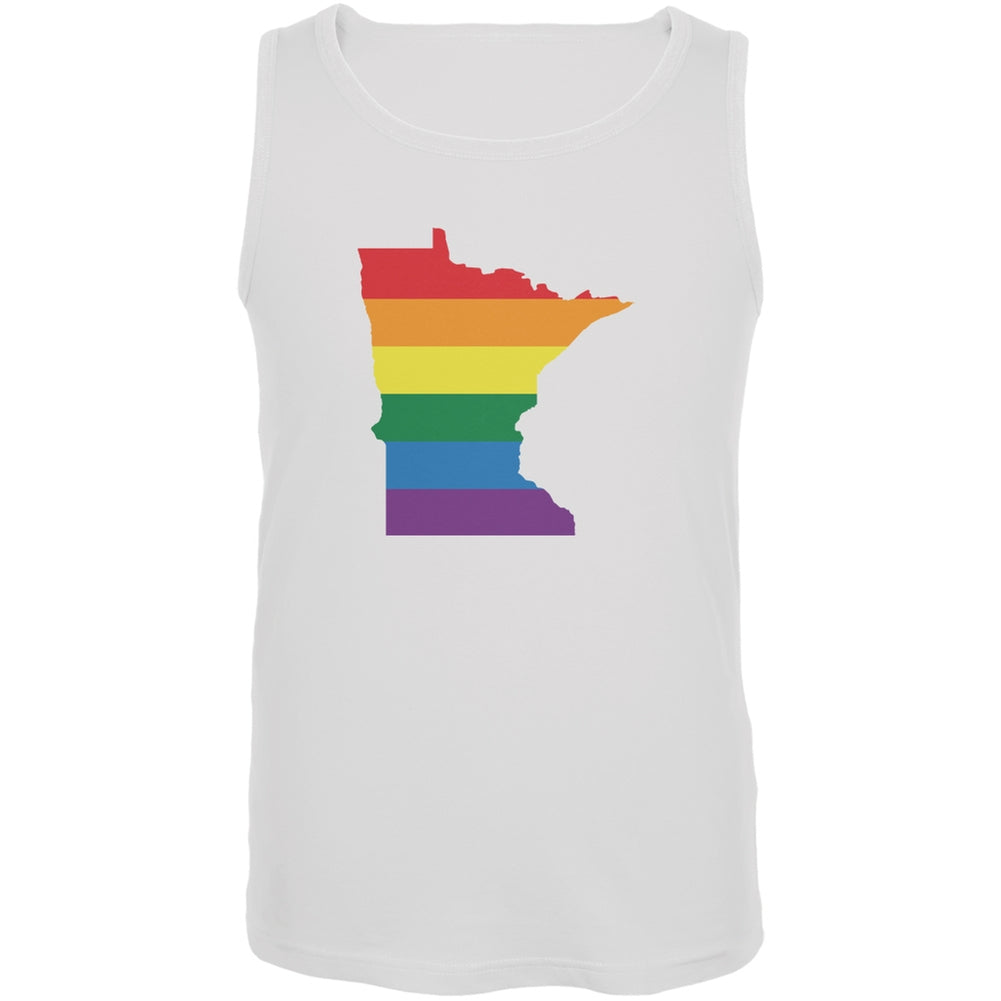 Minnesota LGBT Gay Pride Rainbow White Adult Tank Top Men's Tank Tops Old Glory 2XL White 