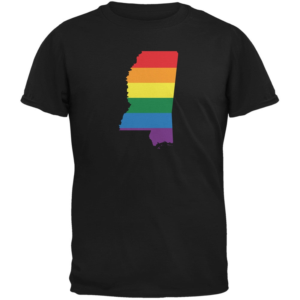 Mississippi LGBT Gay Pride Rainbow Black Adult T-Shirt Men's T-Shirts Old Glory 2XL Black 