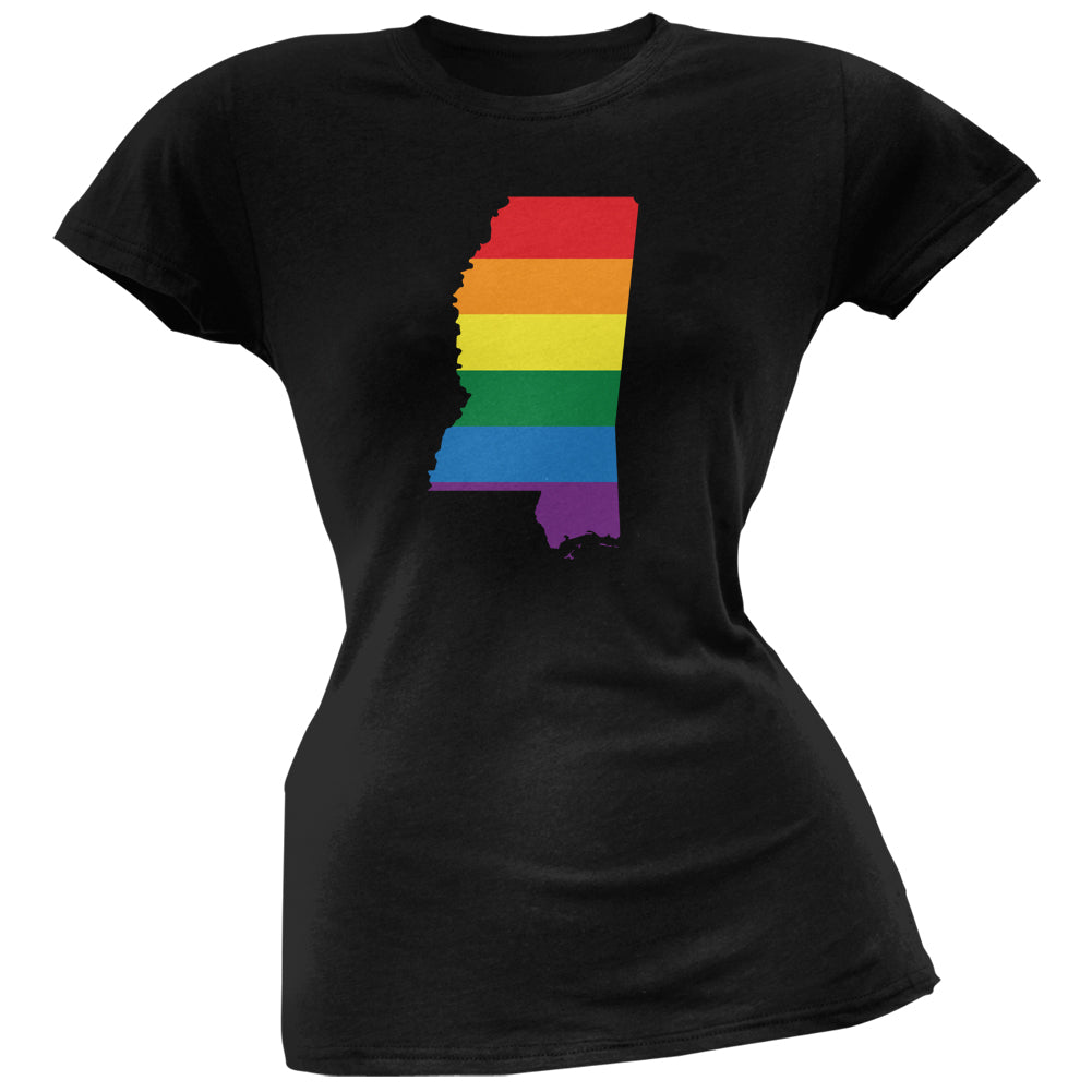 Mississippi LGBT Lesbian Pride Rainbow Black Juniors Soft T-Shirt Juniors T-Shirts LGBT 2XL Black 