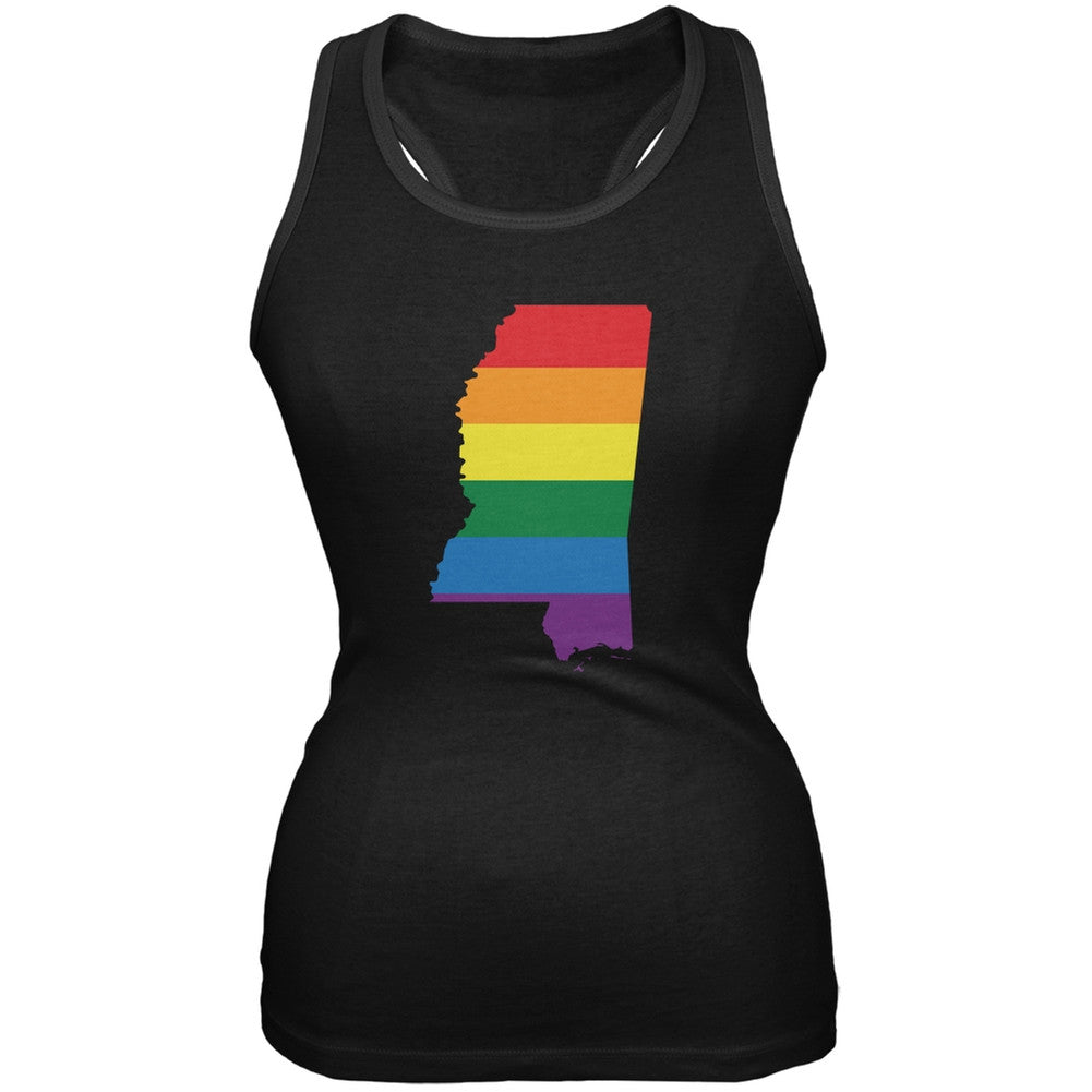 Mississippi LGBT Lesbian Pride Rainbow Black Juniors Soft Tank Top Juniors Tank Tops Old Glory 2XL Black 