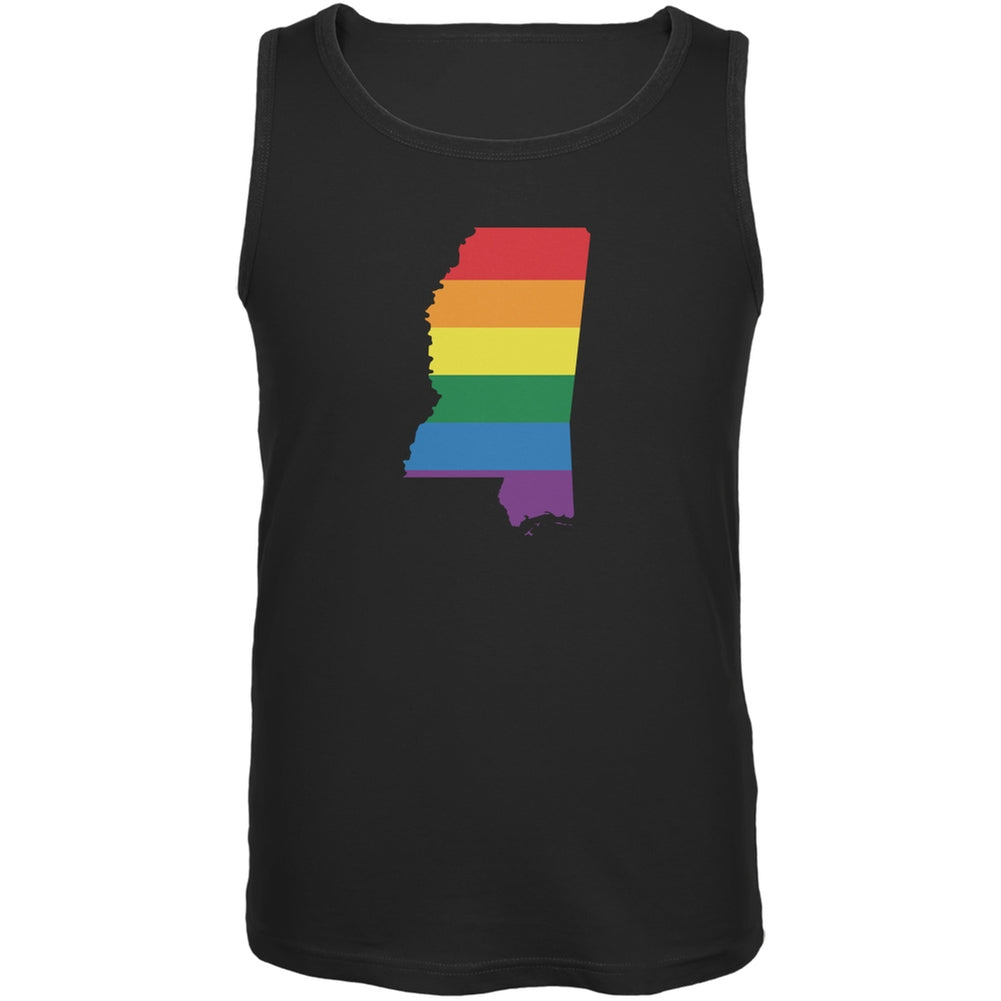 Mississippi LGBT Gay Pride Rainbow Black Adult Tank Top Men's Tank Tops Old Glory 2XL Black 