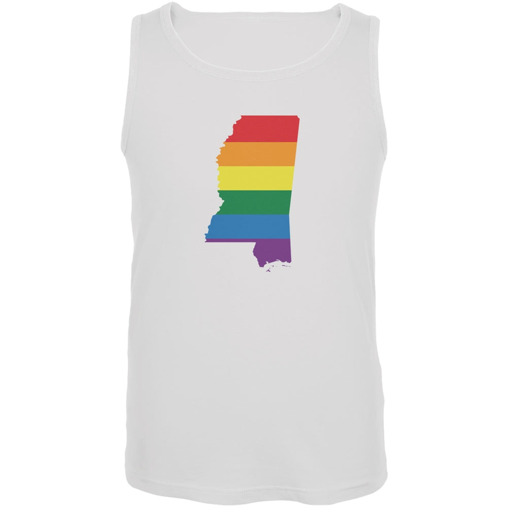 Mississippi LGBT Gay Pride Rainbow White Adult Tank Top Men's Tank Tops Old Glory 2XL White 