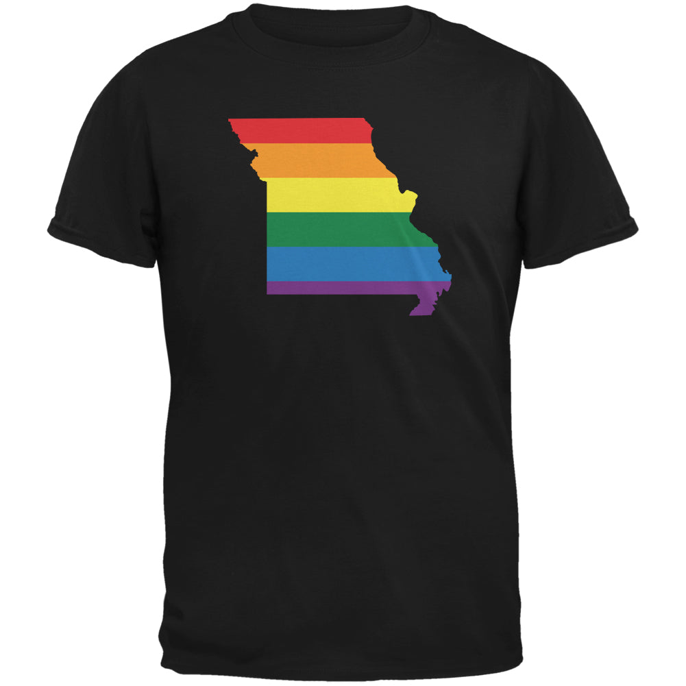 Missouri LGBT Gay Pride Rainbow Black Adult T-Shirt Men's T-Shirts LGBT 2XL Black 