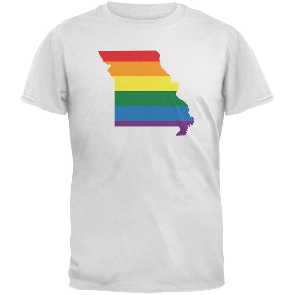 Missouri LGBT Gay Pride Rainbow White Adult T-Shirt Men's T-Shirts Old Glory 2XL White 