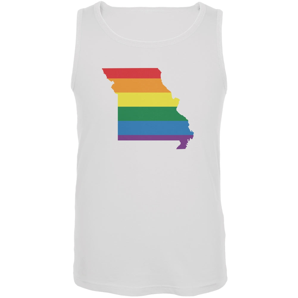 Missouri LGBT Gay Pride Rainbow White Adult Tank Top Men's Tank Tops Old Glory 2XL White 