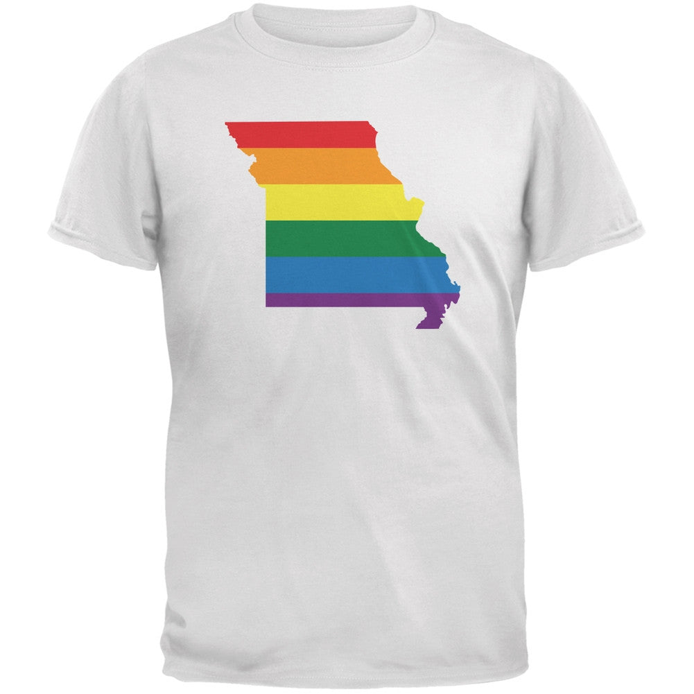 Missouri LGBT Gay Pride Rainbow White Youth T-Shirt Youth T-Shirts Old Glory LG Black 