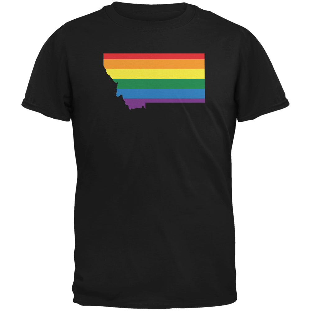 Montana LGBT Gay Pride Rainbow Black Adult T-Shirt Men's T-Shirts LGBT 2XL Black 