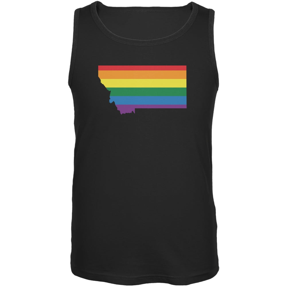 Montana LGBT Gay Pride Rainbow Black Adult Tank Top Men's Tank Tops Old Glory 2XL Black 