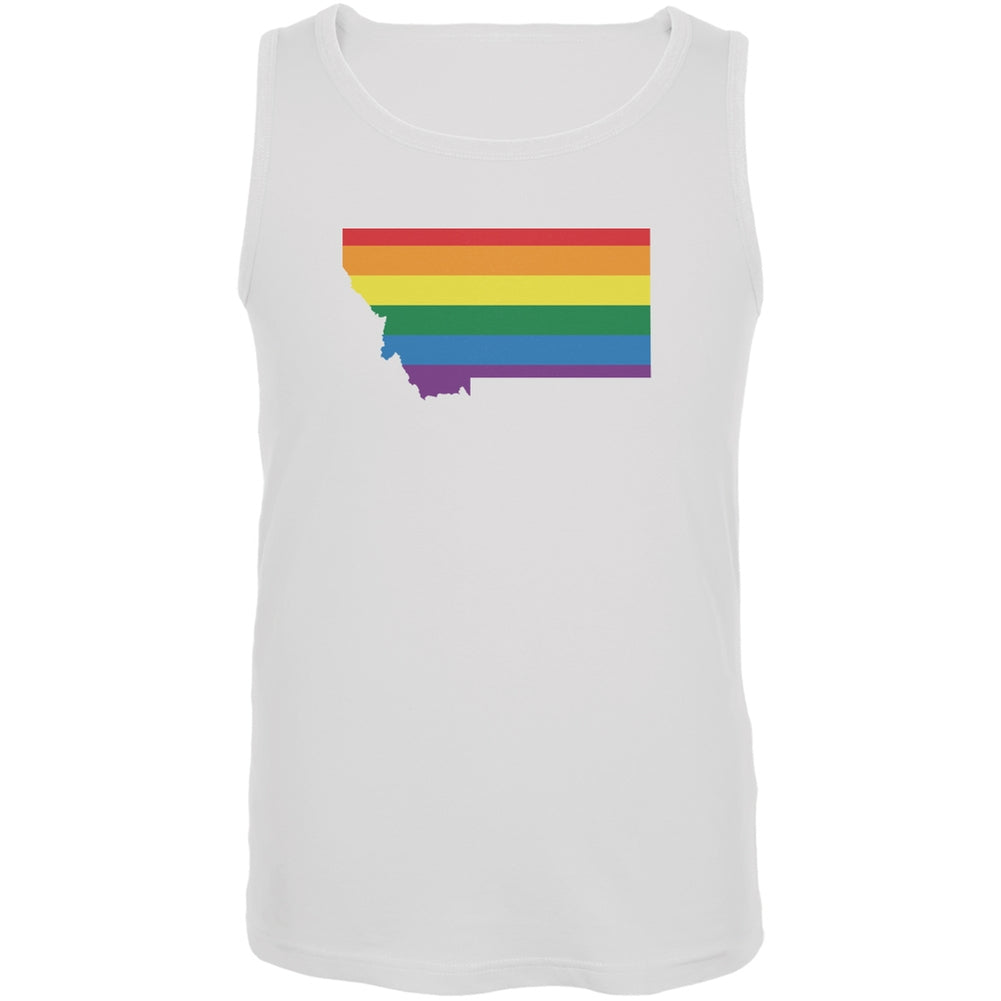 Montana LGBT Gay Pride Rainbow White Adult Tank Top Men's Tank Tops Old Glory 2XL White 