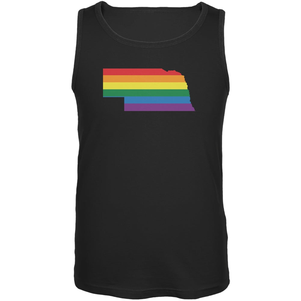 Nebraska LGBT Gay Pride Rainbow Black Adult Tank Top Men's Tank Tops Old Glory 2XL Black 