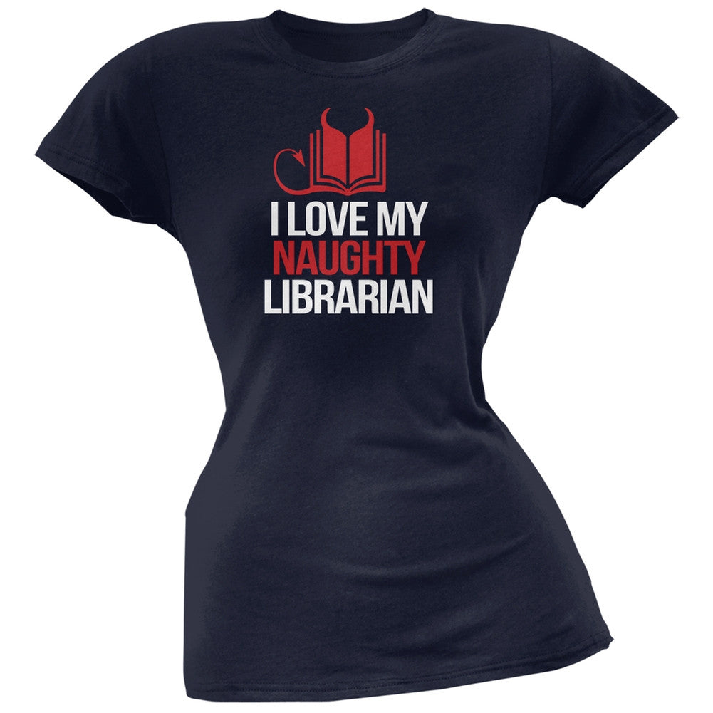 I Love My Naughty Librarian Navy Soft Juniors T-Shirt Juniors T-Shirts Old Glory 2XL Blue 