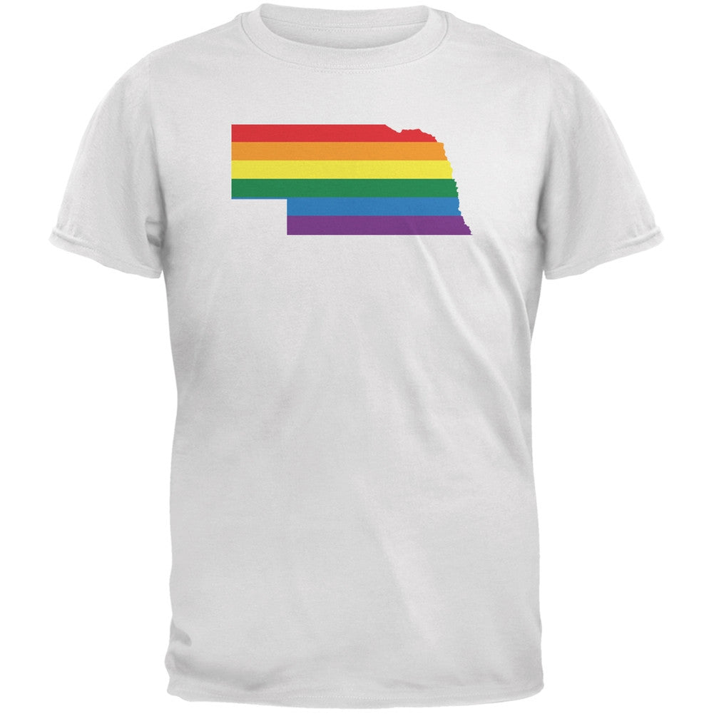 Nebraska LGBT Gay Pride Rainbow White Youth T-Shirt Youth T-Shirts Old Glory LG White 