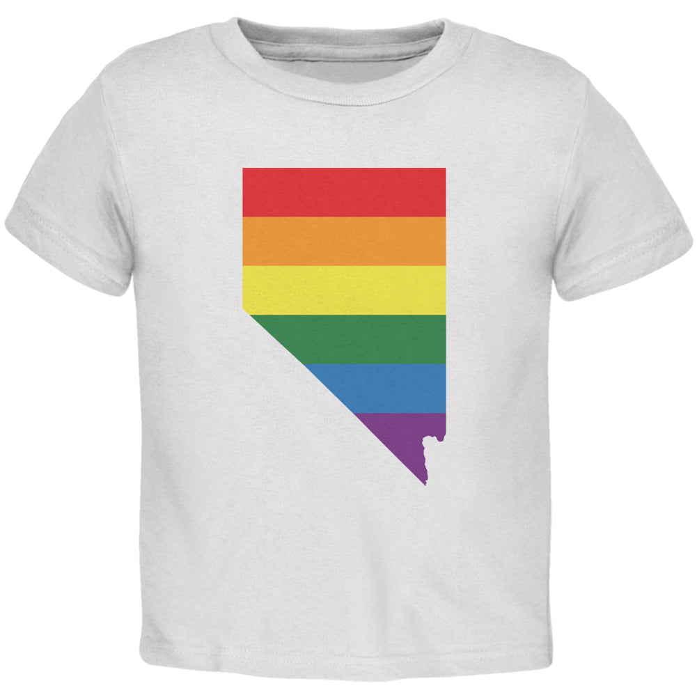 Nevada LGBT Gay Pride Rainbow White Toddler T-Shirt Toddler T-Shirts LGBT 2T White 