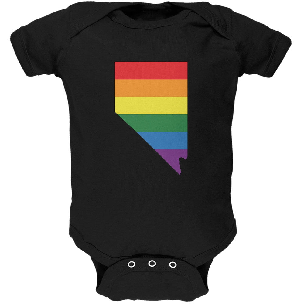 Nevada LGBT Gay Pride Rainbow Black Soft Baby One Piece Baby One Piece Old Glory 0-3M Black 