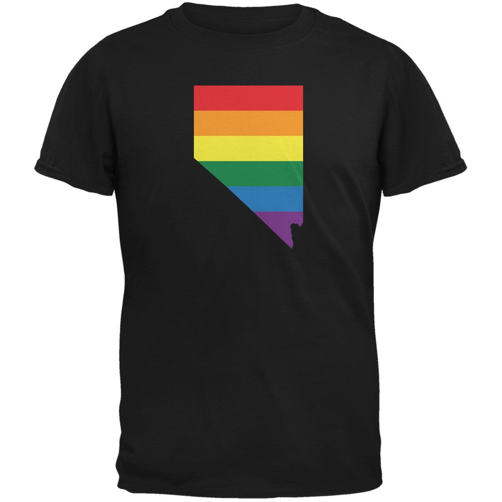 Nevada LGBT Gay Pride Rainbow Black Adult T-Shirt Men's T-Shirts Old Glory 2XL Black 