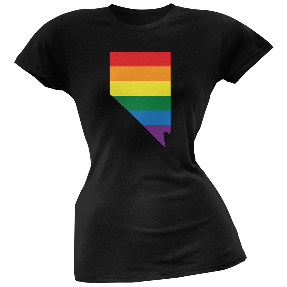 Nevada LGBT Lesbian Pride Rainbow Black Juniors Soft T-Shirt Juniors T-Shirts LGBT 2XL Black 