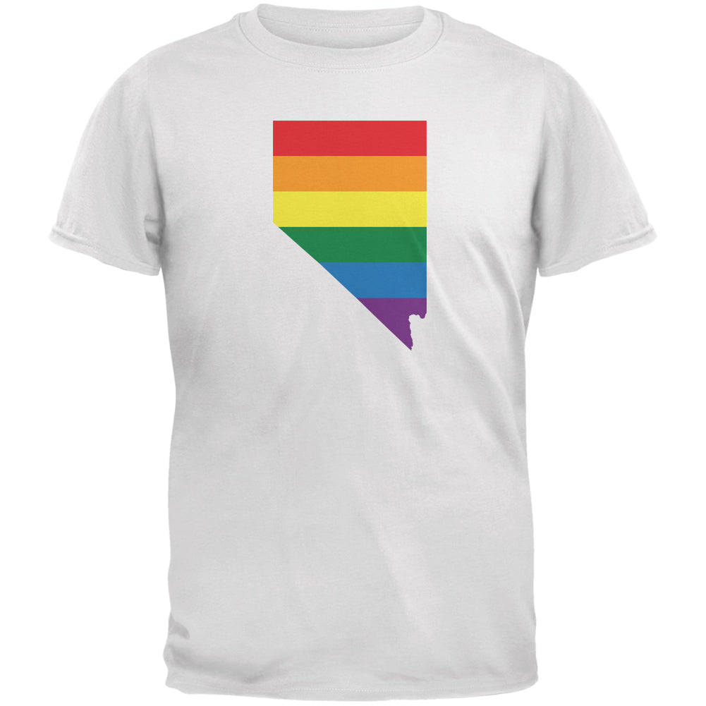 Nevada LGBT Gay Pride Rainbow White Adult T-Shirt Men's T-Shirts LGBT 2XL White 