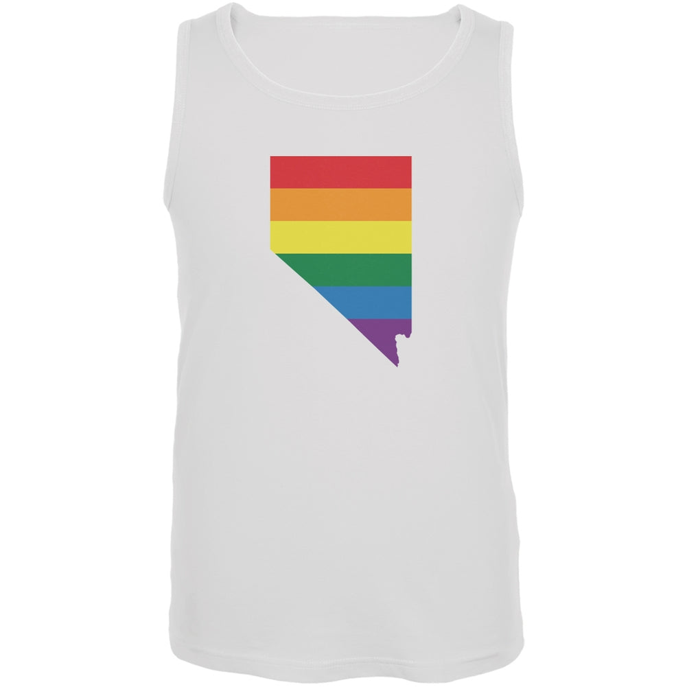 Nevada LGBT Gay Pride Rainbow White Adult Tank Top Men's Tank Tops Old Glory 2XL White 