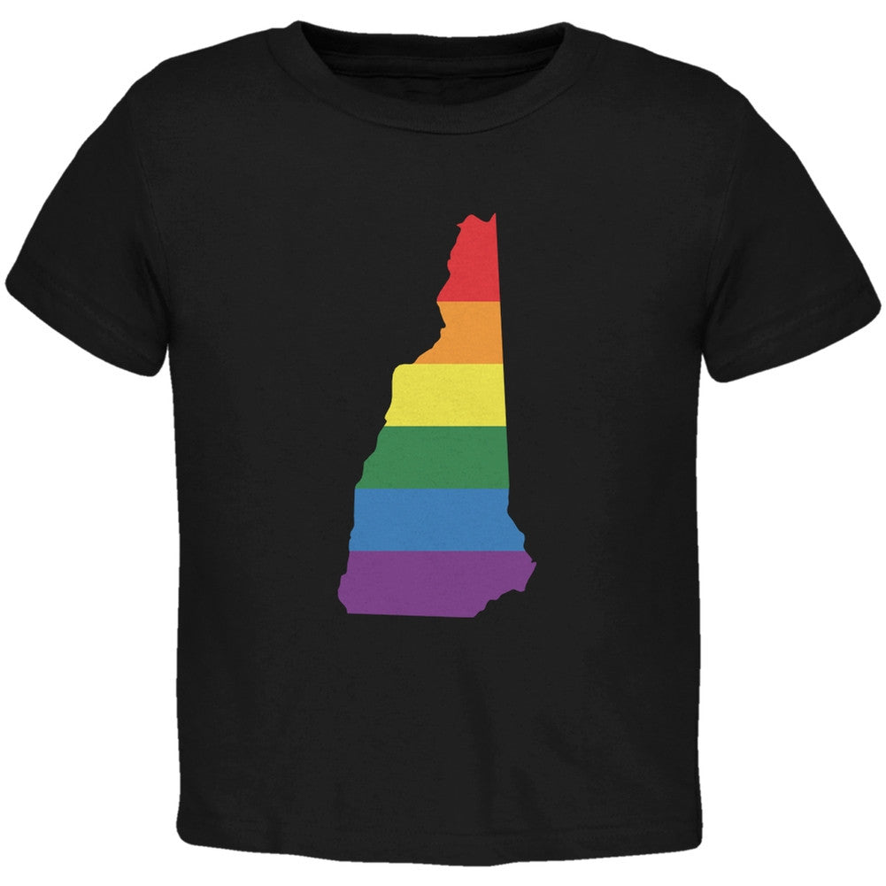 New Hampshire LGBT Gay Pride Rainbow Black Toddler T-Shirt Toddler T-Shirts Old Glory 2T Black 