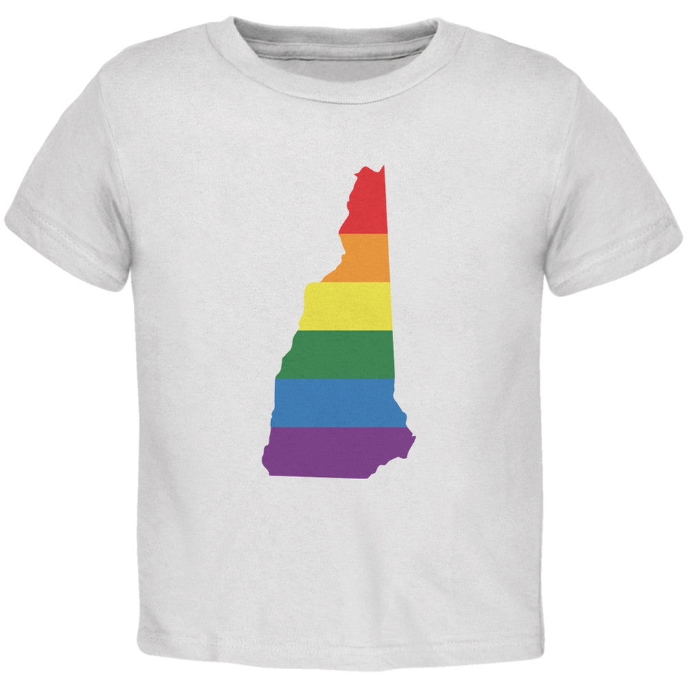 New Hampshire LGBT Gay Pride Rainbow White Toddler T-Shirt Toddler T-Shirts Old Glory 2T White 