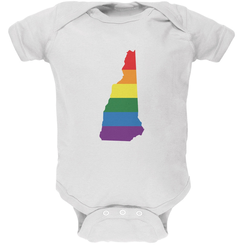 New Hampshire LGBT Gay Pride Rainbow White Soft Baby One Piece Baby One Piece Old Glory 0-3M White 