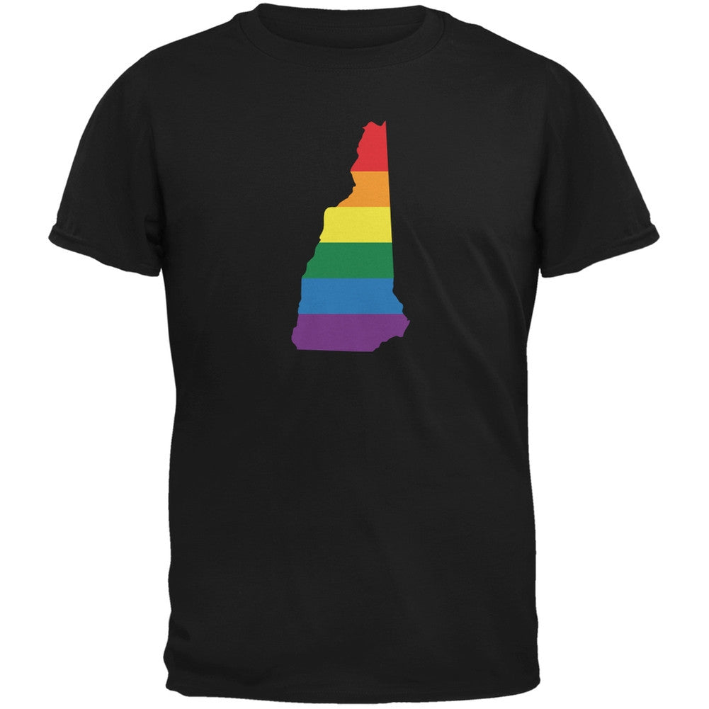 New Hampshire LGBT Gay Pride Rainbow Black Adult T-Shirt Men's T-Shirts Old Glory 2XL Black 