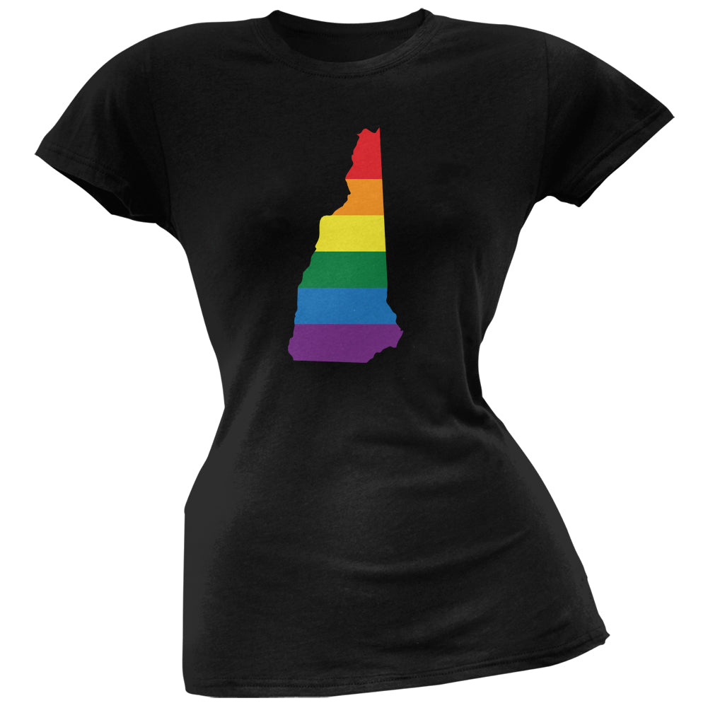 New Hampshire LGBT Lesbian Pride Rainbow Black Juniors Soft T-Shirt Juniors T-Shirts LGBT 2XL Black 