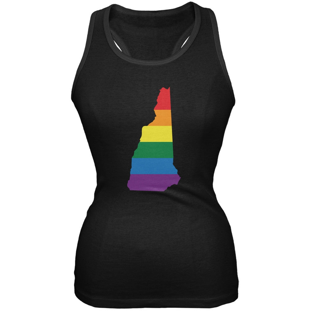 New Hampshire LGBT Lesbian Pride Rainbow Black Juniors Soft Tank Top Juniors Tank Tops Old Glory 2XL Black 