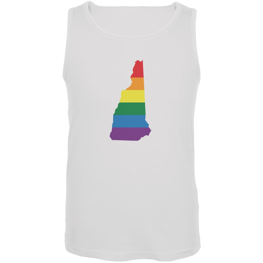 New Hampshire LGBT Gay Pride Rainbow White Adult Tank Top Men's Tank Tops Old Glory 2XL White 