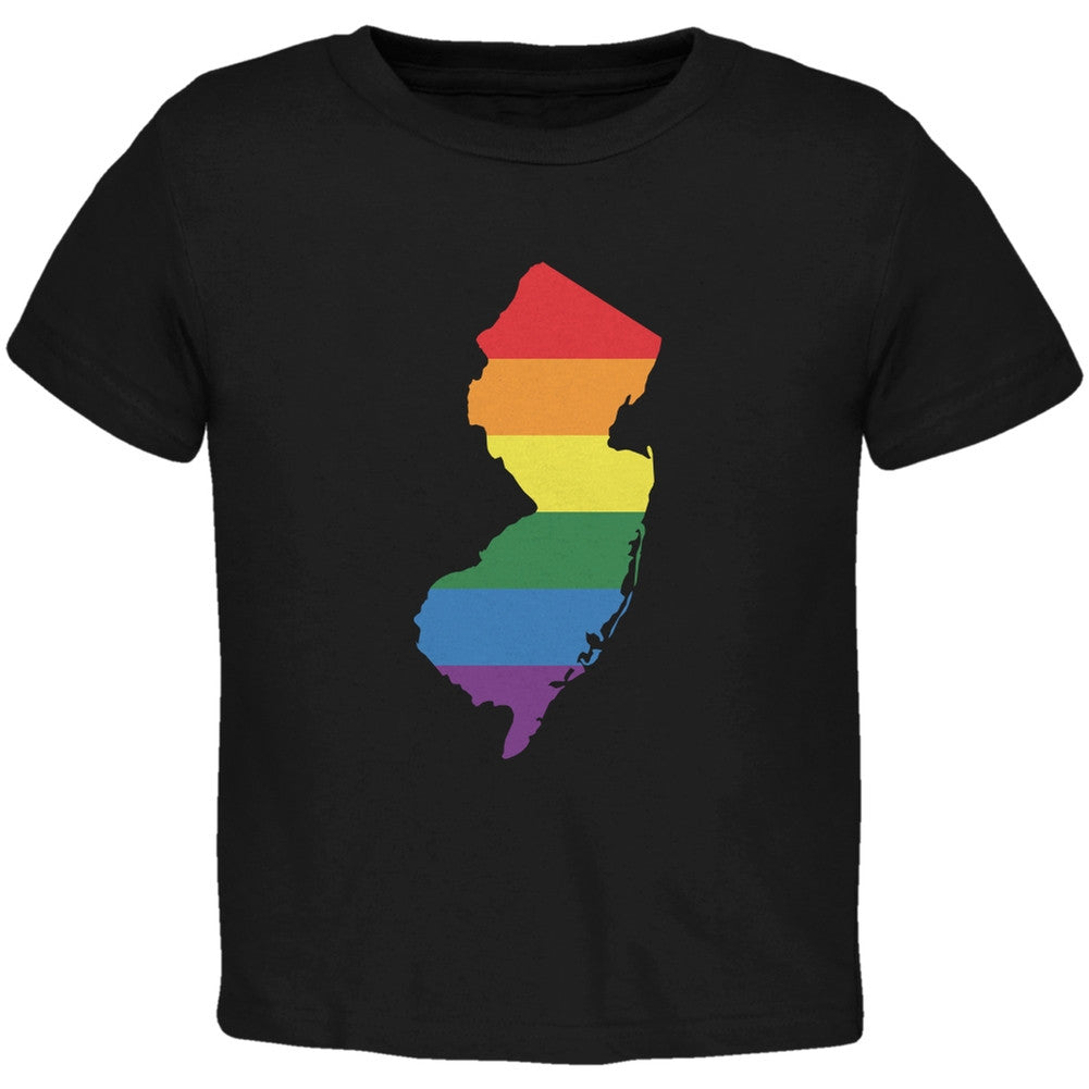 New Jersey LGBT Gay Pride Rainbow Black Toddler T-Shirt Toddler T-Shirts Old Glory 2T Black 