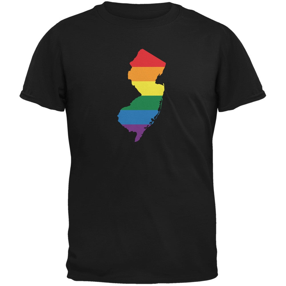 New Jersey LGBT Gay Pride Rainbow Black Adult T-Shirt Men's T-Shirts Old Glory 2XL Black 