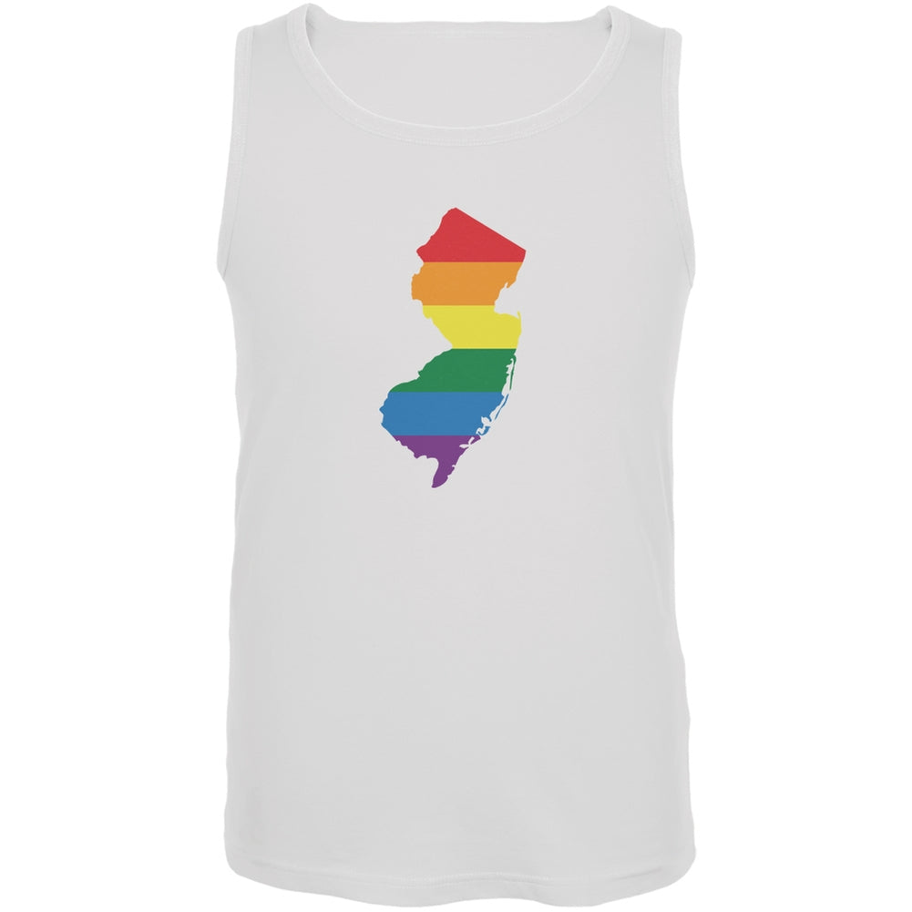 New Jersey LGBT Gay Pride Rainbow White Adult Tank Top Men's Tank Tops Old Glory 2XL White 