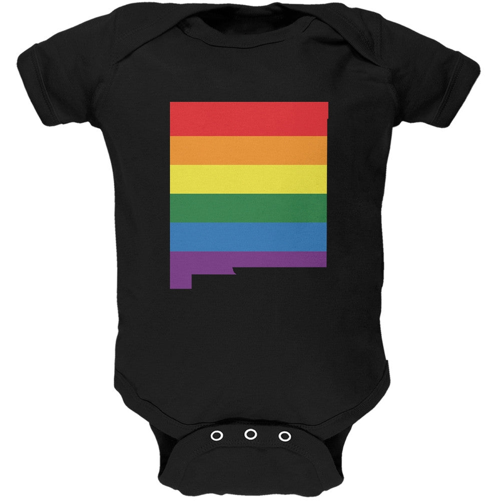 New Mexico LGBT Gay Pride Rainbow Black Soft Baby One Piece Baby One Piece Old Glory 0-3M Black 