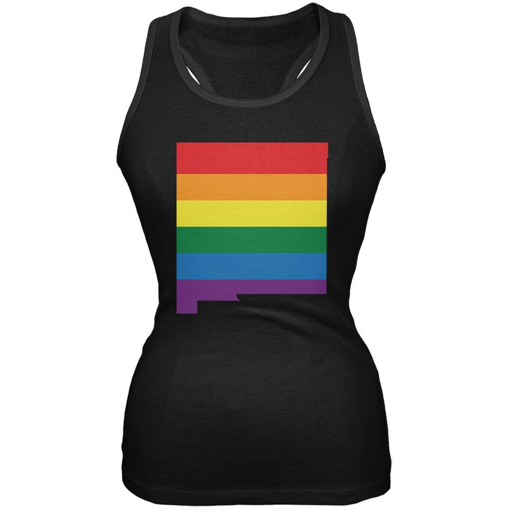 New Mexico LGBT Lesbian Pride Rainbow Black Juniors Soft Tank Top Juniors Tank Tops Old Glory 2XL Black 