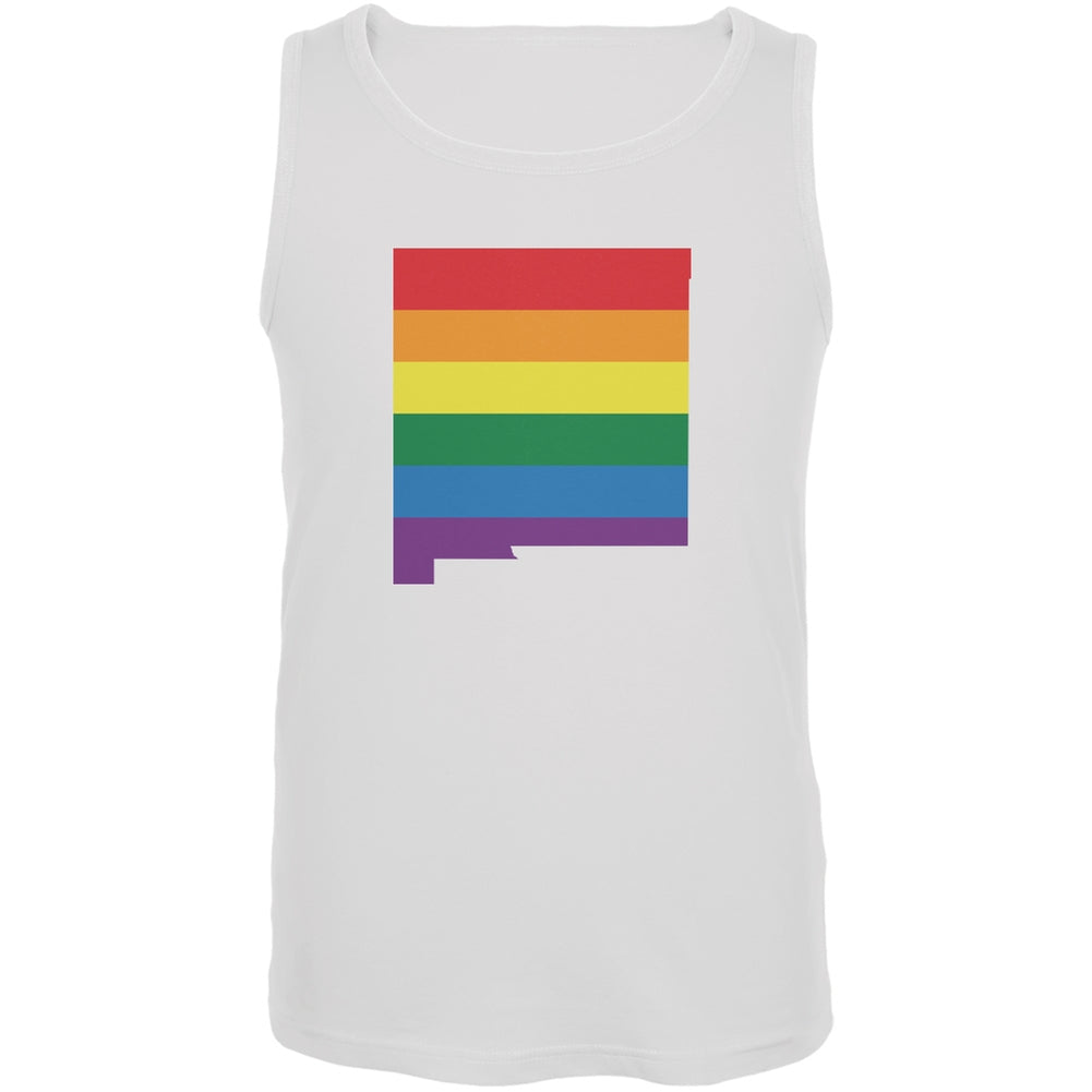 New Mexico LGBT Gay Pride Rainbow White Adult Tank Top Men's Tank Tops Old Glory 2XL White 