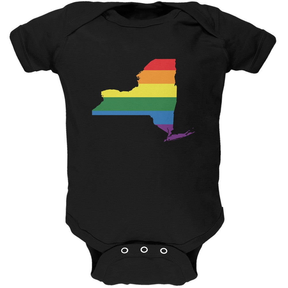 New York LGBT Gay Pride Rainbow Black Soft Baby One Piece Baby One Piece Old Glory 0-3M Black 