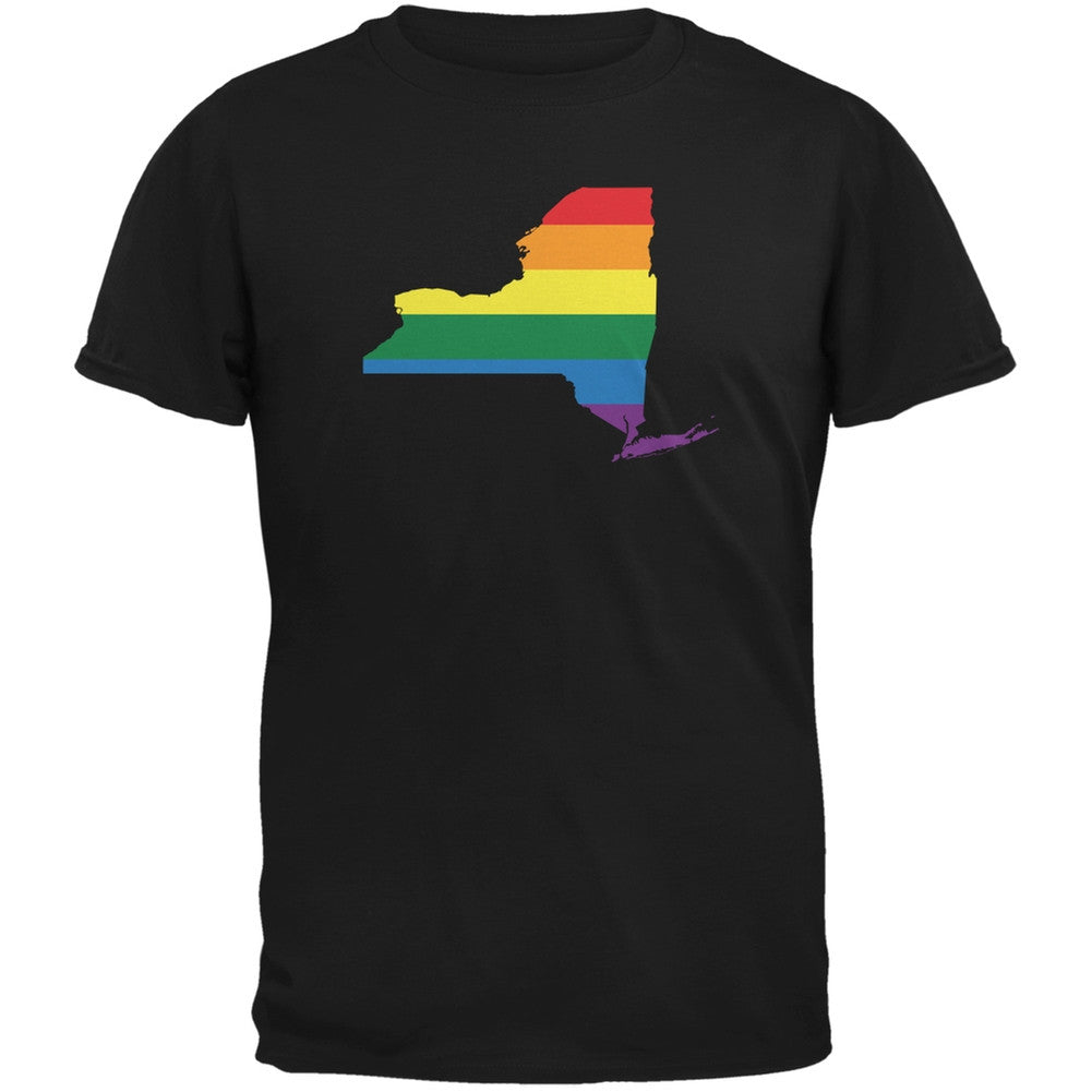 New York LGBT Gay Pride Rainbow Black Adult T-Shirt Men's T-Shirts Old Glory 2XL Black 