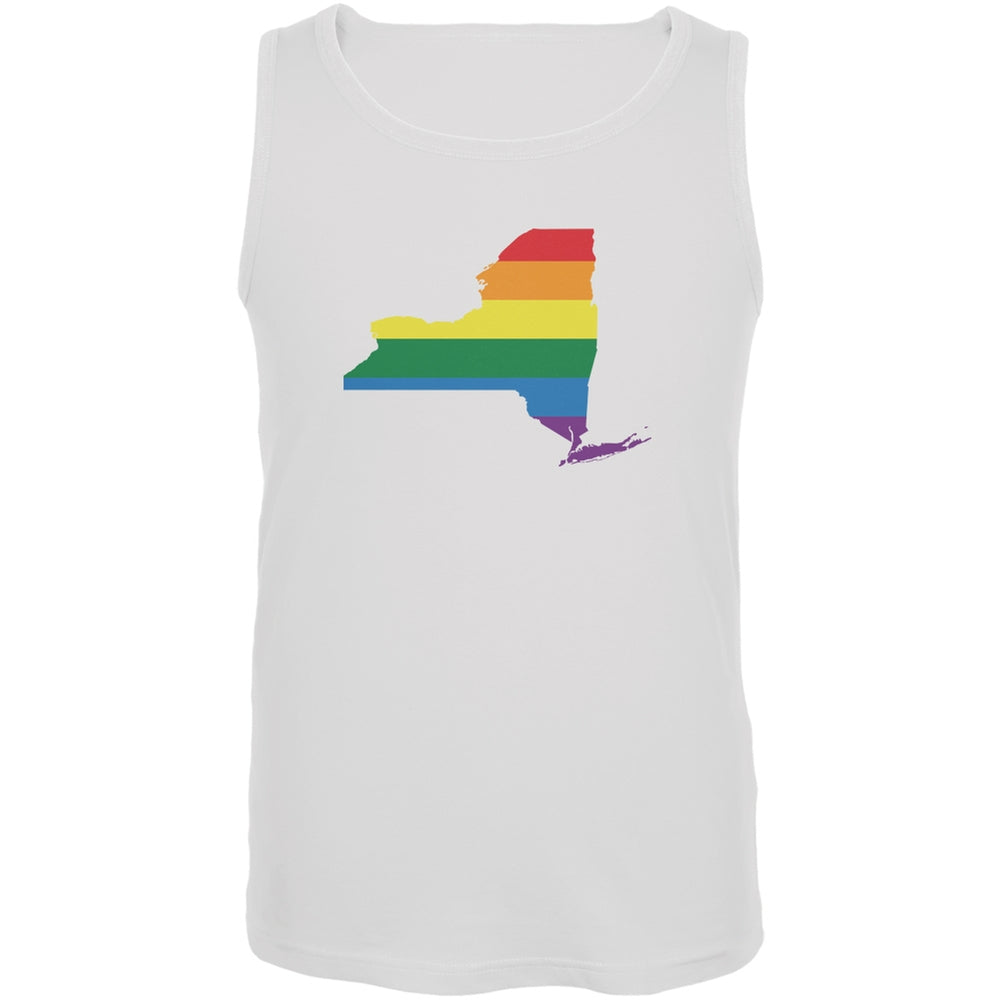 New York LGBT Gay Pride Rainbow White Adult Tank Top Men's Tank Tops Old Glory 2XL White 