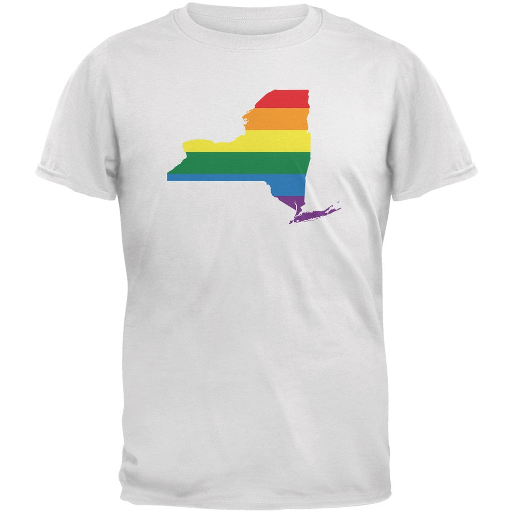 New York LGBT Gay Pride Rainbow White Youth T-Shirt Youth T-Shirts Old Glory LG White 