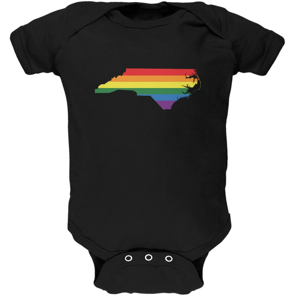 North Carolina LGBT Gay Pride Rainbow Black Soft Baby One Piece Baby One Piece Old Glory 0-3M Black 